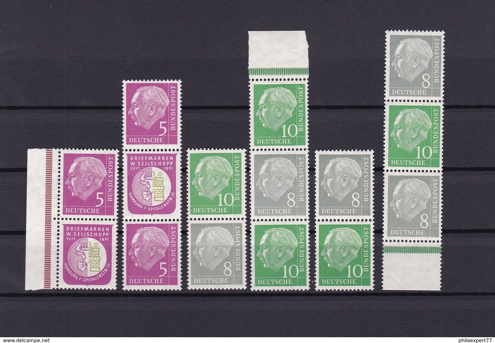 BRD  - 1956 - Zusammendrucke - Michel Nr. S43/S48  - Postfrisch - 129 Euro - Zusammendrucke