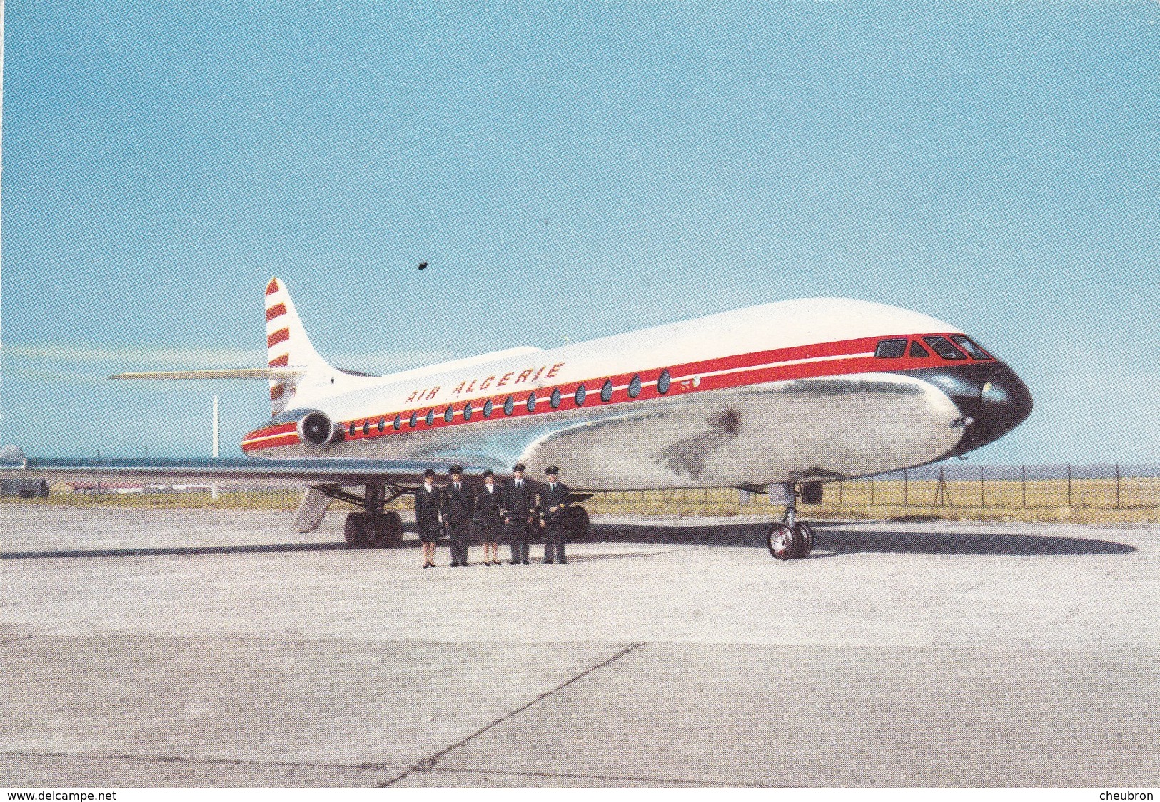 TRANSPORTS. AVION AU SOL " CARAVELLE"  DE LA COMPAGNIE AIR ALGÉRIE. ANNEE 1960 + TEXTE - 1946-....: Ere Moderne