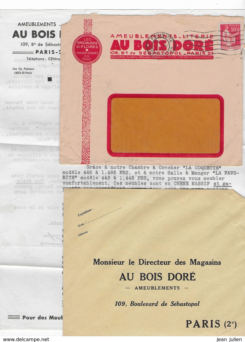 75 -  PARIS -  AMEUBLEMENT -   " Au Bois Doré " - 1936 - Autres & Non Classés