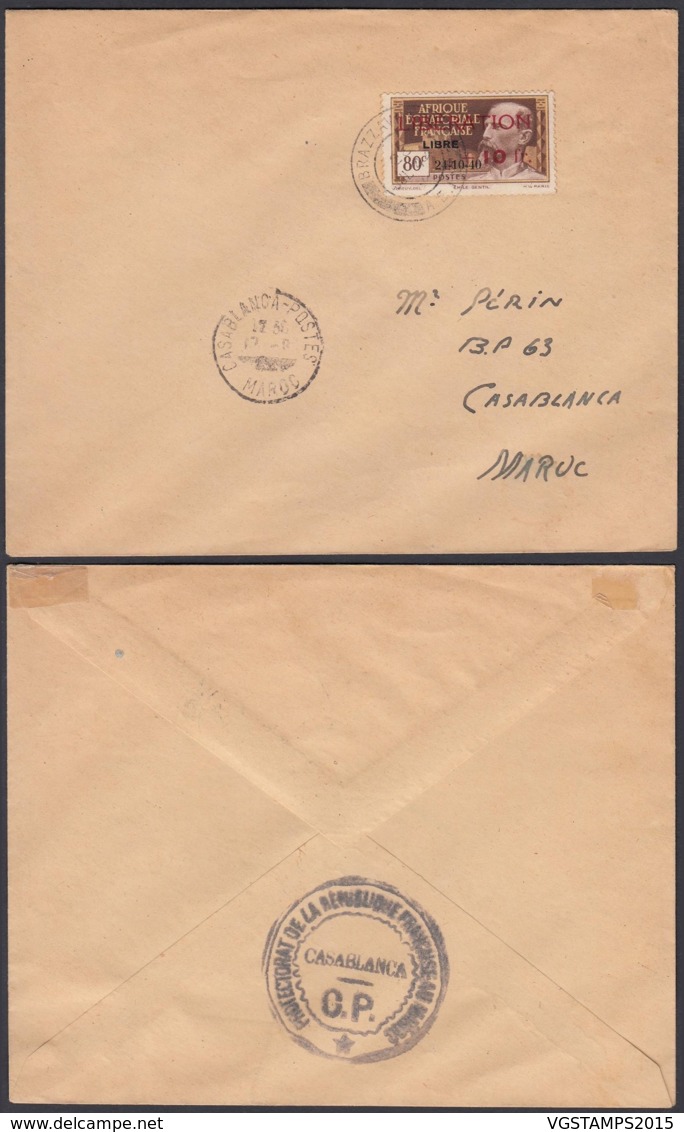 AEF - Lettre Yv181 De Brazzaville Vers Casablanca Marocco 28/07/1944 (7G29710) DC2476 - Briefe U. Dokumente