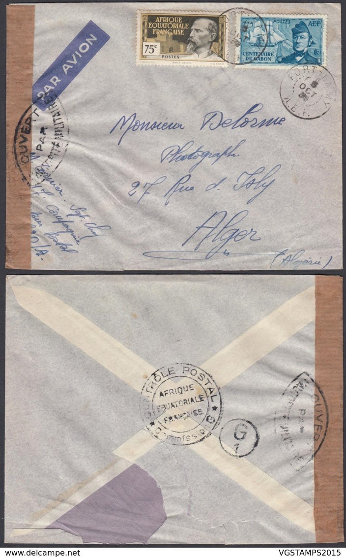 AEF - Lettre Yv 48+67 De Fort Lamy, Chad Vers Algiers, Algérie 05/oct/1939 (7G29710) DC2481 - Cartas & Documentos