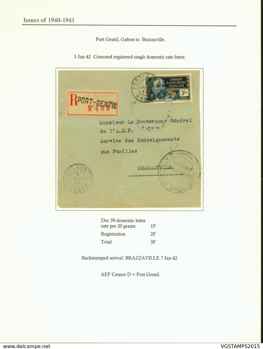 AEF - Lettre Recommandé Yv135 De Port Gentil, Gabon Vers Brazzaville 03/01/1942 (7G29710)DC2500 - Brieven En Documenten