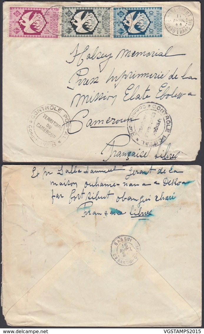 AEF - Lettre De Fort Sibut, Ubangui-Shari Vers Ebolowa, Cameroun 11/04/1944 (7G29710)DC2510 - Storia Postale