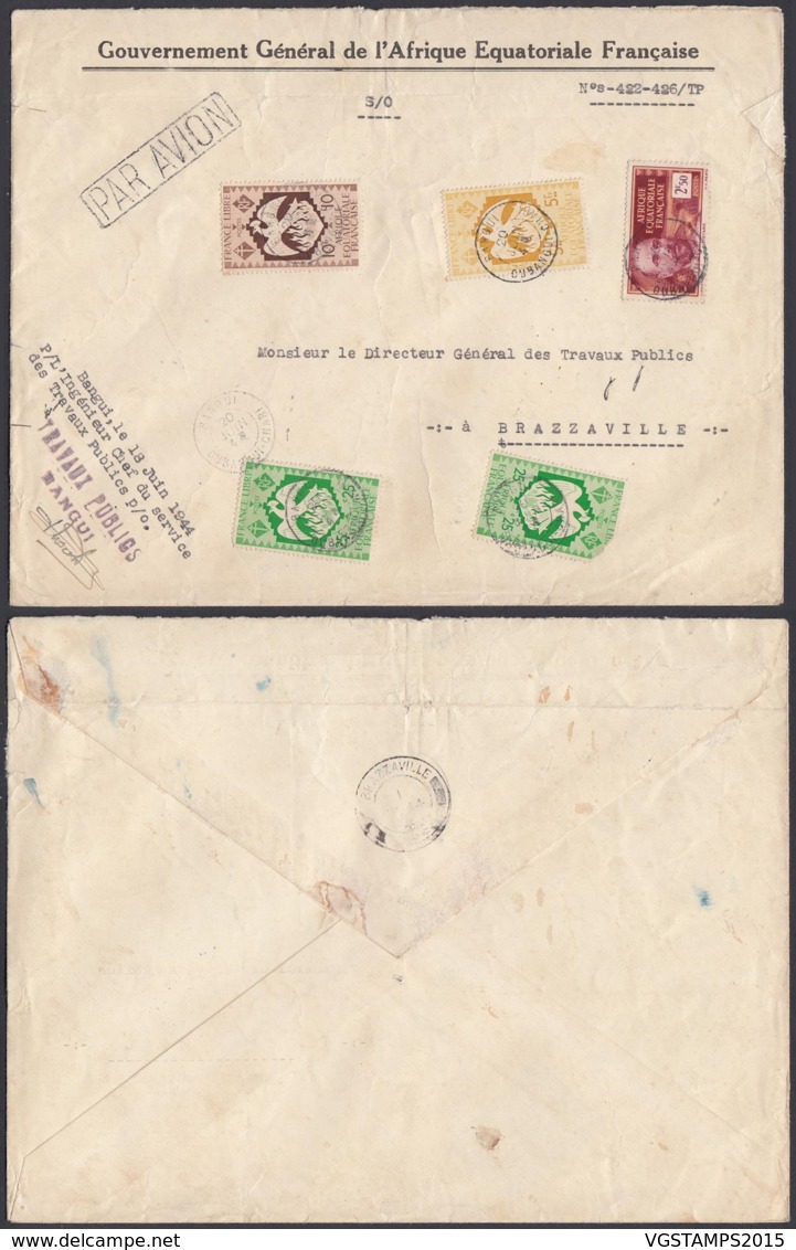 AEF - Lettre De Bangui, Ubangui-Shari Travaux Publics 20/06/1944 (7G29710)DC2512 - Brieven En Documenten