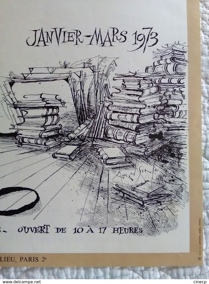 AFFICHE ANCIENNE ORIGINALE EXPOSITION RONALD SEARLE 1973 Paris Cabinet Des Estampes Bibliothèque Nationale Belle Lllustr - Affiches