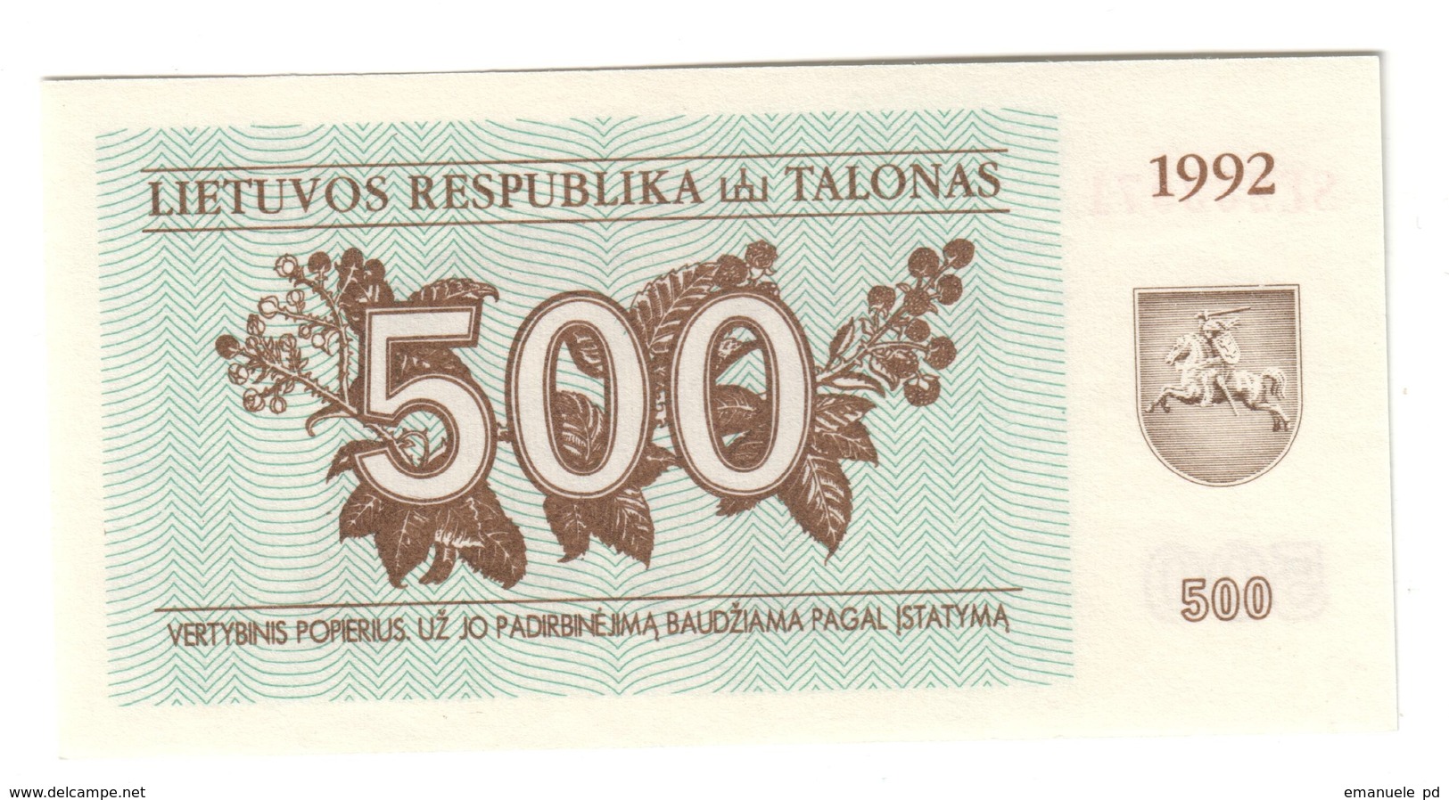 Lithuania 500 Talonas 1992 UNC .C3. - Litouwen