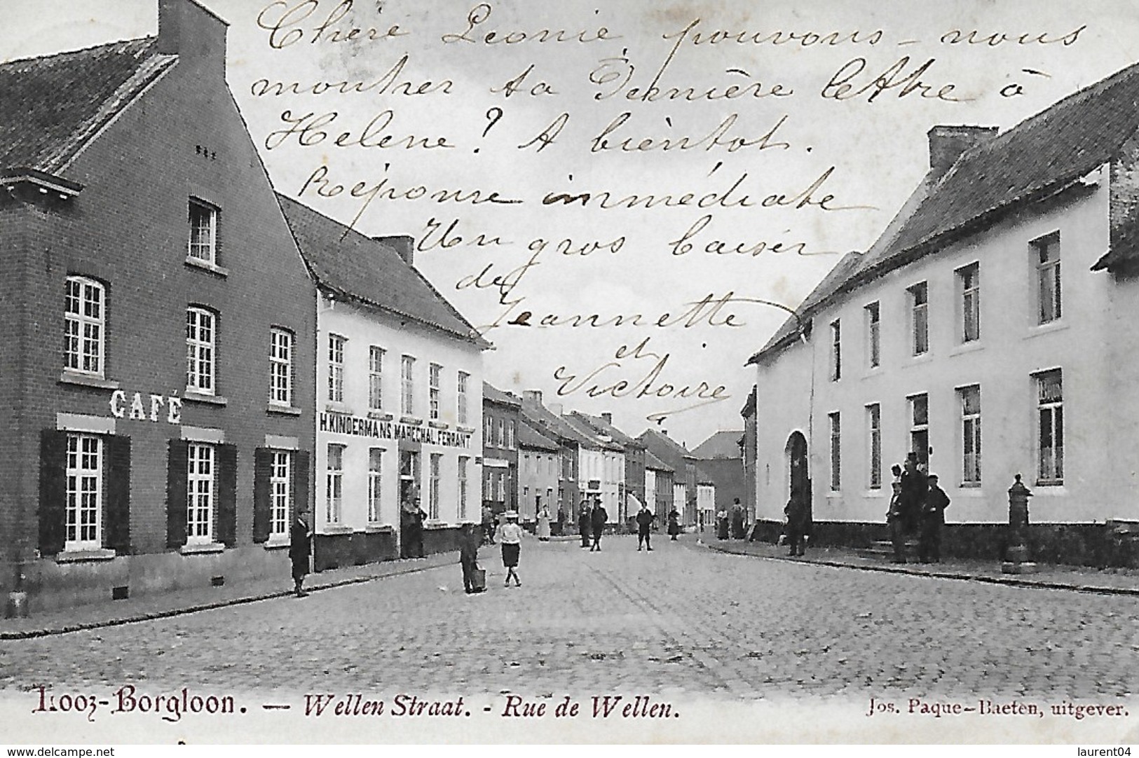 BORGLOON. LOOZ. WELLEN STRAAT. BELLE ANIMATION, CAFE, MARECHAL FERRANT. - Borgloon