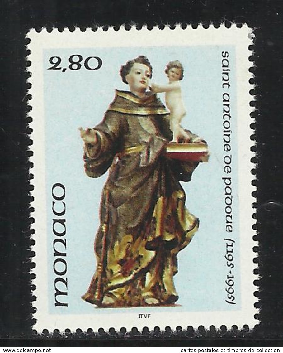 MONACO , 2.80 Frs , 800 Anniversaire De La Naissance De St Antoine De Padoue , 1995 , N° YT 1997 , NEUF ** - Unused Stamps