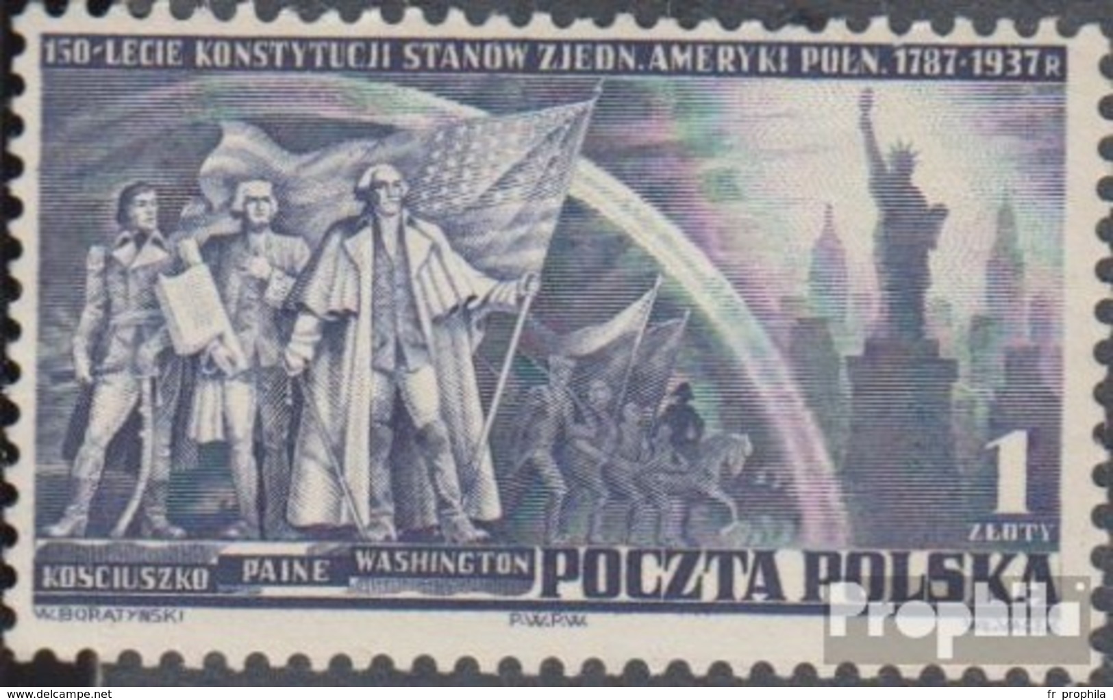 Pologne 326 (complète.Edition.) Avec Charnière 1938 Constitution Le Etats-Unis - Unused Stamps