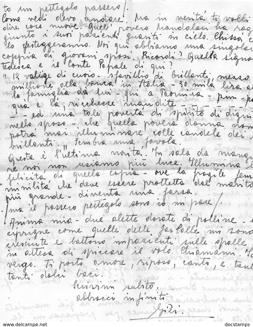 ##(DAN194)-Italy-Taormina-Albergo Bel Soggiorno-vecchia Carta Intestata Con Testo Manoscritto Dell'epoca - Non Classificati