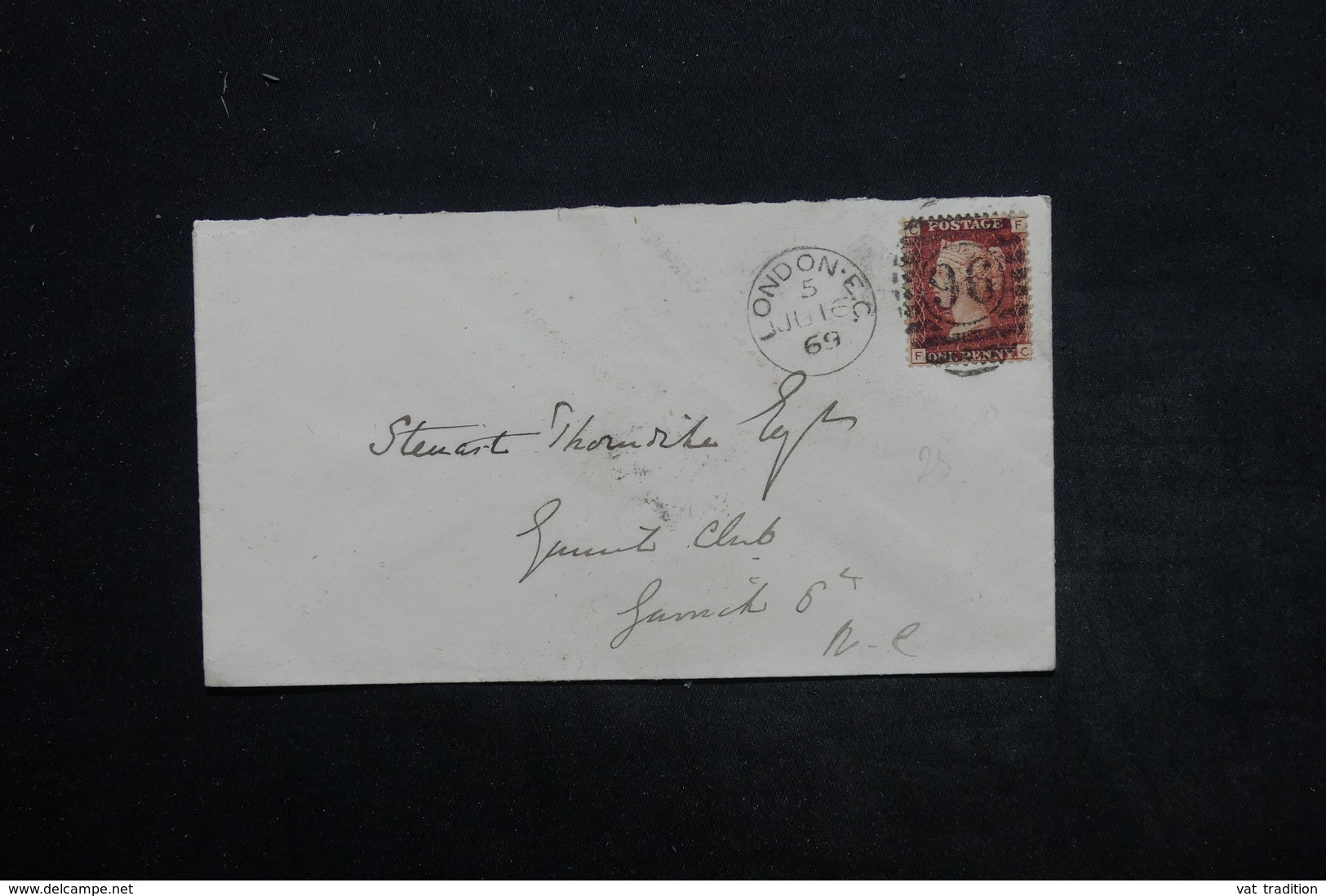 ROYAUME UNI - Enveloppe De Londres En Port Local En 1869 , Affranchissement Plaisant - L 25532 - Postmark Collection