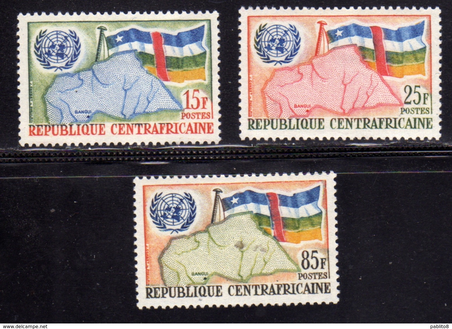 REPUBBLICA CENTRAFRICANA CENTRAFRICAINE CENTRAL AFRICAN REPUBLIC 1961 ADMISSION TO ON ONU COMPLETE SET SERIE MNH - Repubblica Centroafricana