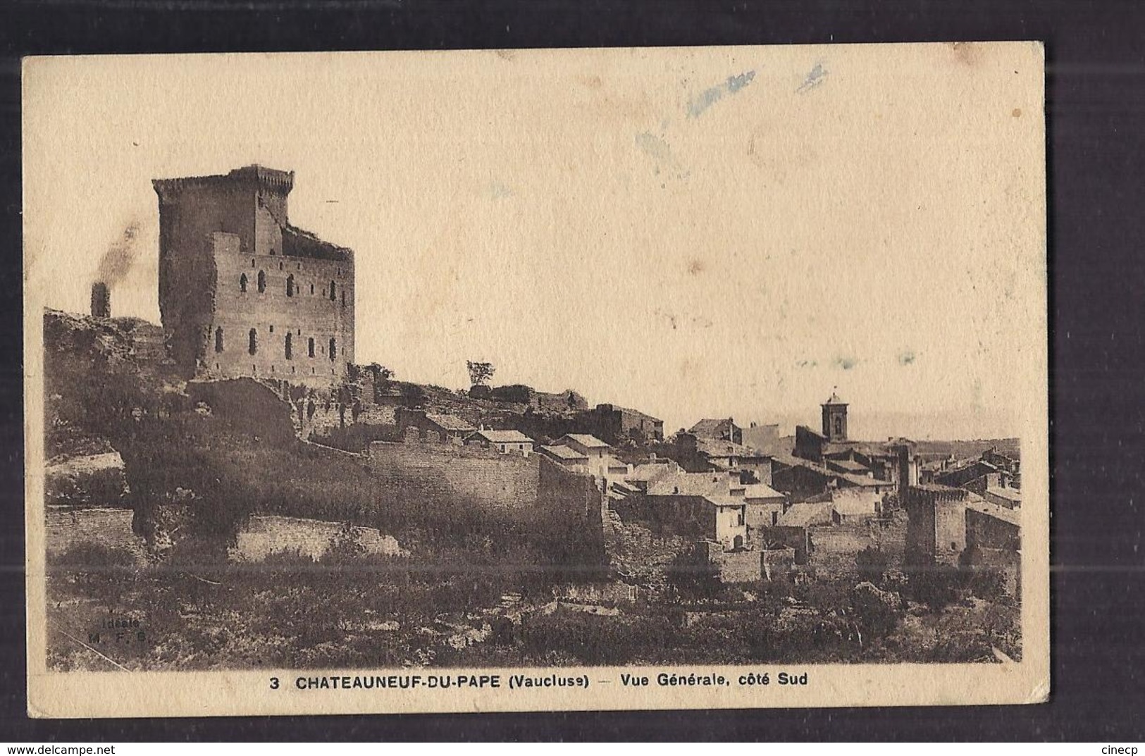 CPA 84 - CHATEAUNEUF-DU-PAPE - Vue Générale , Côté Sud - TB PLAN D'ensemble Du Village - Détails Maisons - Chateauneuf Du Pape