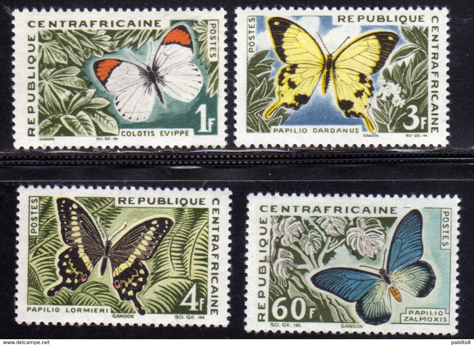 REPUBBLICA CENTRAFRICANA CENTRAFRICAINE CENTRAL AFRICAN REPUBLIC 1963 BUTTERFLIES PAPILLONS FARFALLE FULL SET SERIE MNH - Repubblica Centroafricana