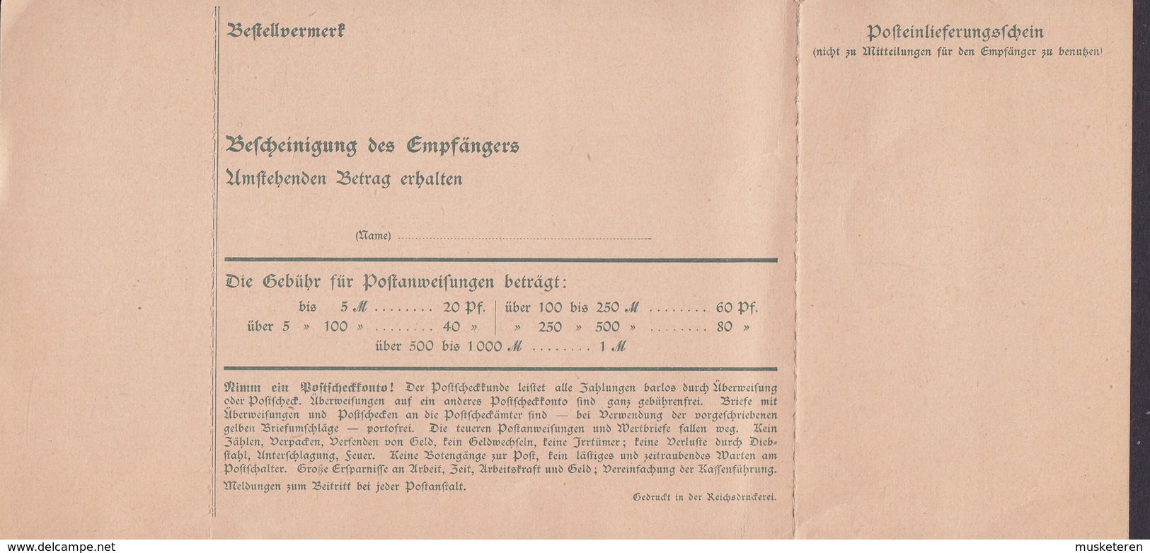 Germany Deutsches Reich Postal Stationery Ganzsache 40 Pf. Germania Postanweisung (Unused) - Other & Unclassified