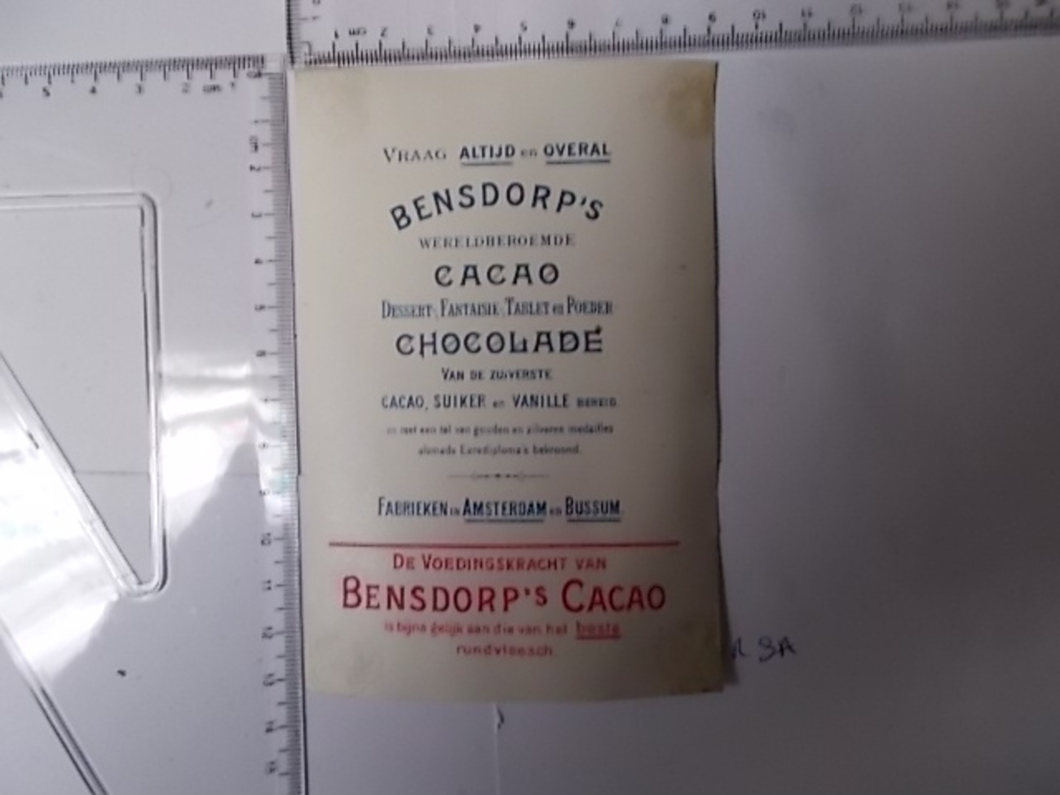 Chromo Cacao Bensdorp's-petite Fille Black Photo Recto/verso - Other & Unclassified