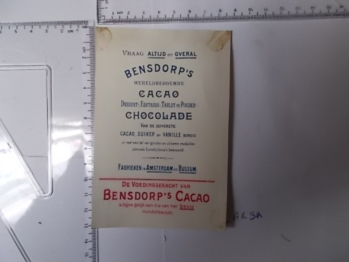 Chromo Cacao Bensdorp's-jeune Fille Dans L'herbe Photo Recto/verso - Autres & Non Classés