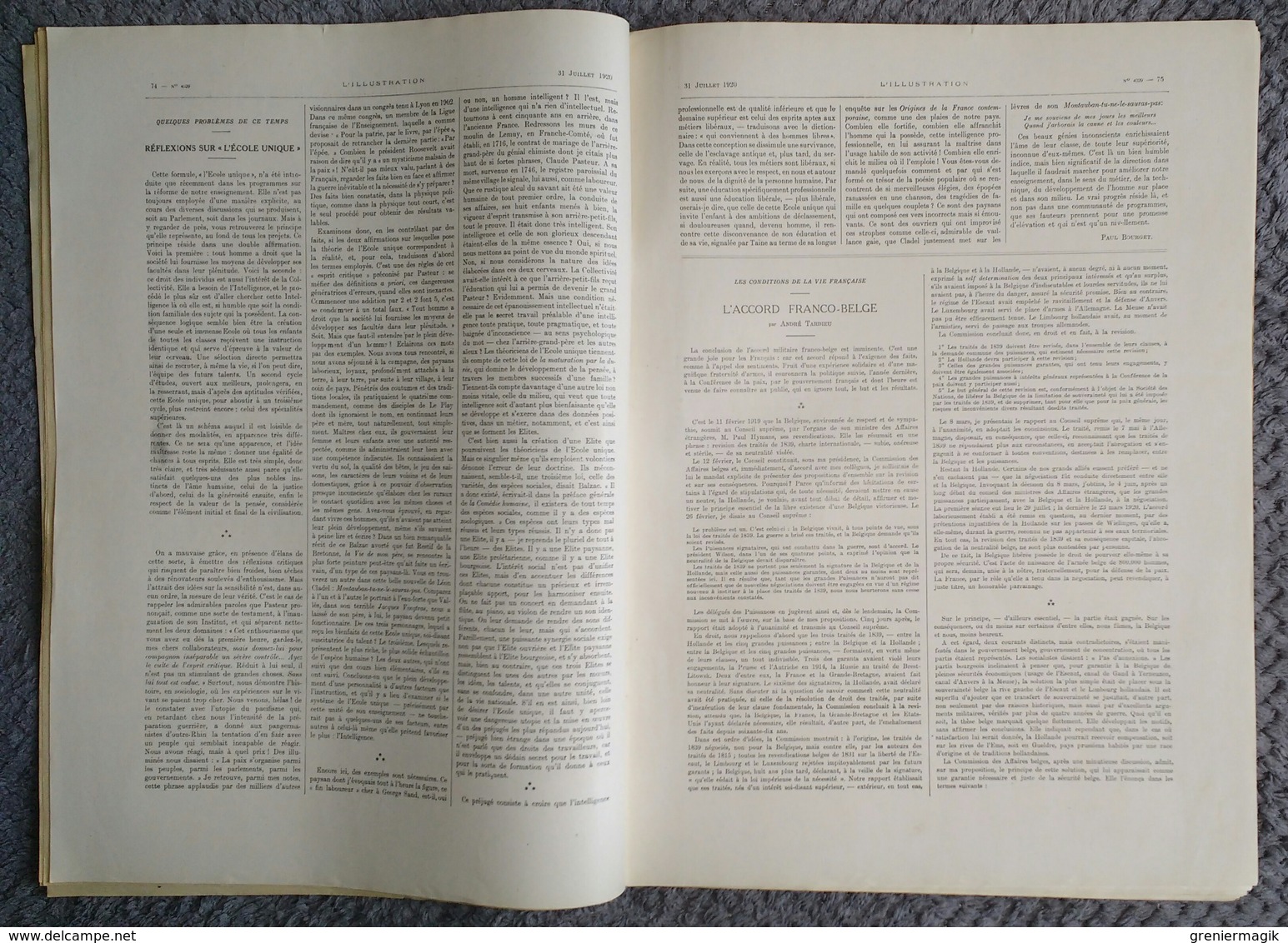 L'Illustration 4039 31 juillet 1920 Mort de M. Vanderbilt/Maroc/Gouraud à Beyrouth Syrie/Vieux Paris/Pologne et Russie