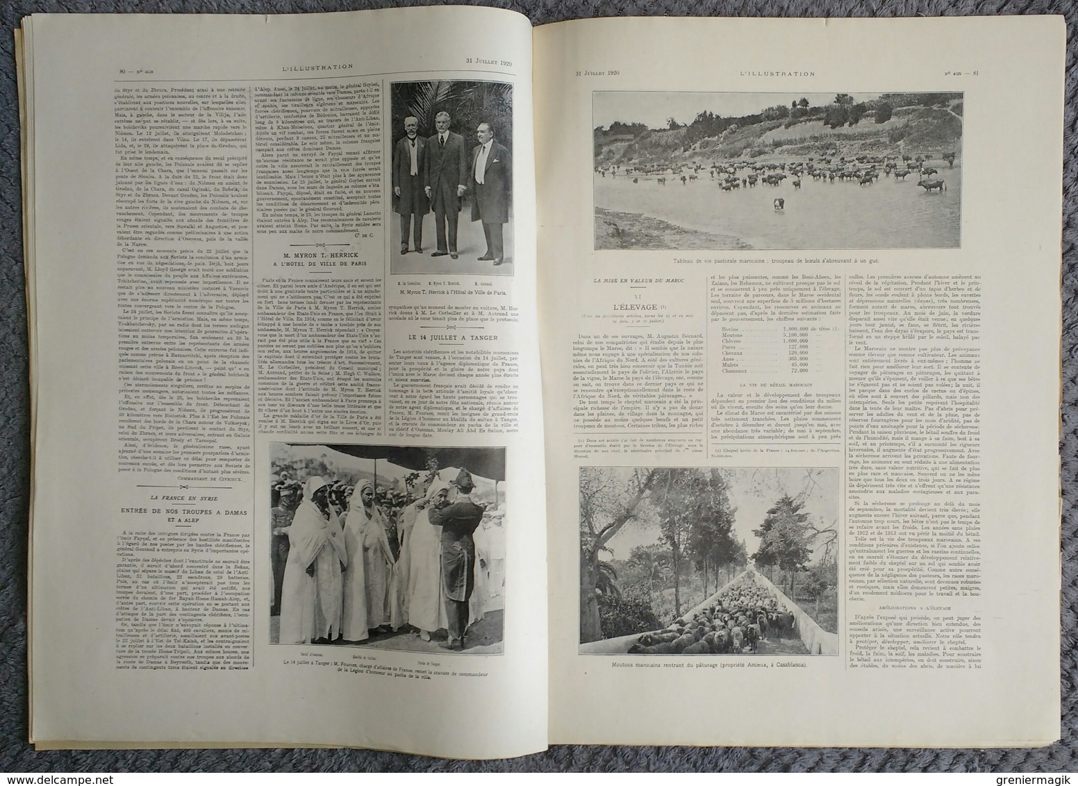 L'Illustration 4039 31 juillet 1920 Mort de M. Vanderbilt/Maroc/Gouraud à Beyrouth Syrie/Vieux Paris/Pologne et Russie