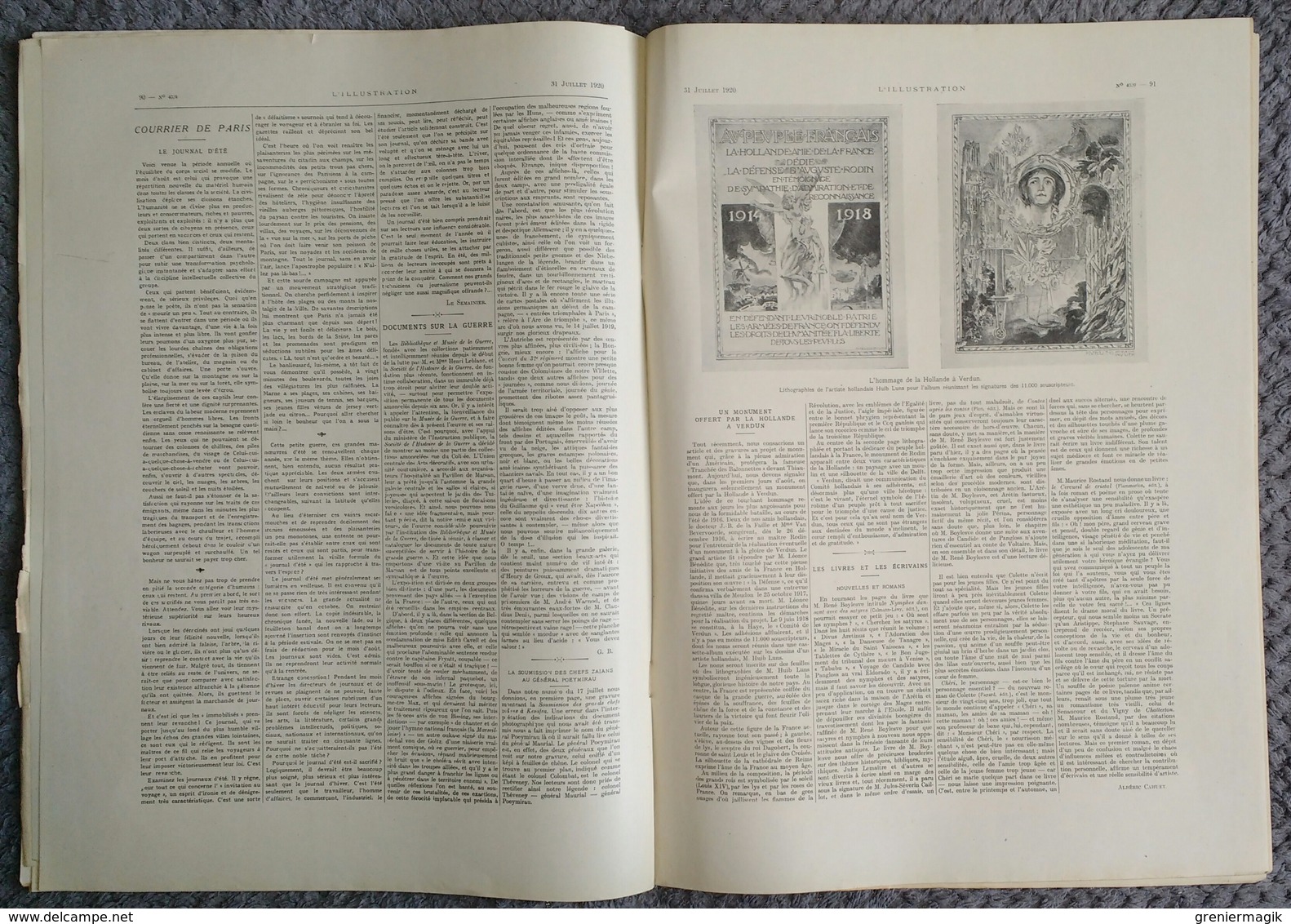 L'Illustration 4039 31 juillet 1920 Mort de M. Vanderbilt/Maroc/Gouraud à Beyrouth Syrie/Vieux Paris/Pologne et Russie