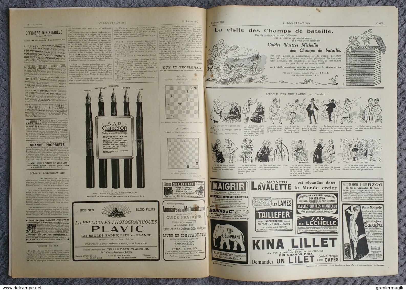 L'Illustration 4039 31 juillet 1920 Mort de M. Vanderbilt/Maroc/Gouraud à Beyrouth Syrie/Vieux Paris/Pologne et Russie