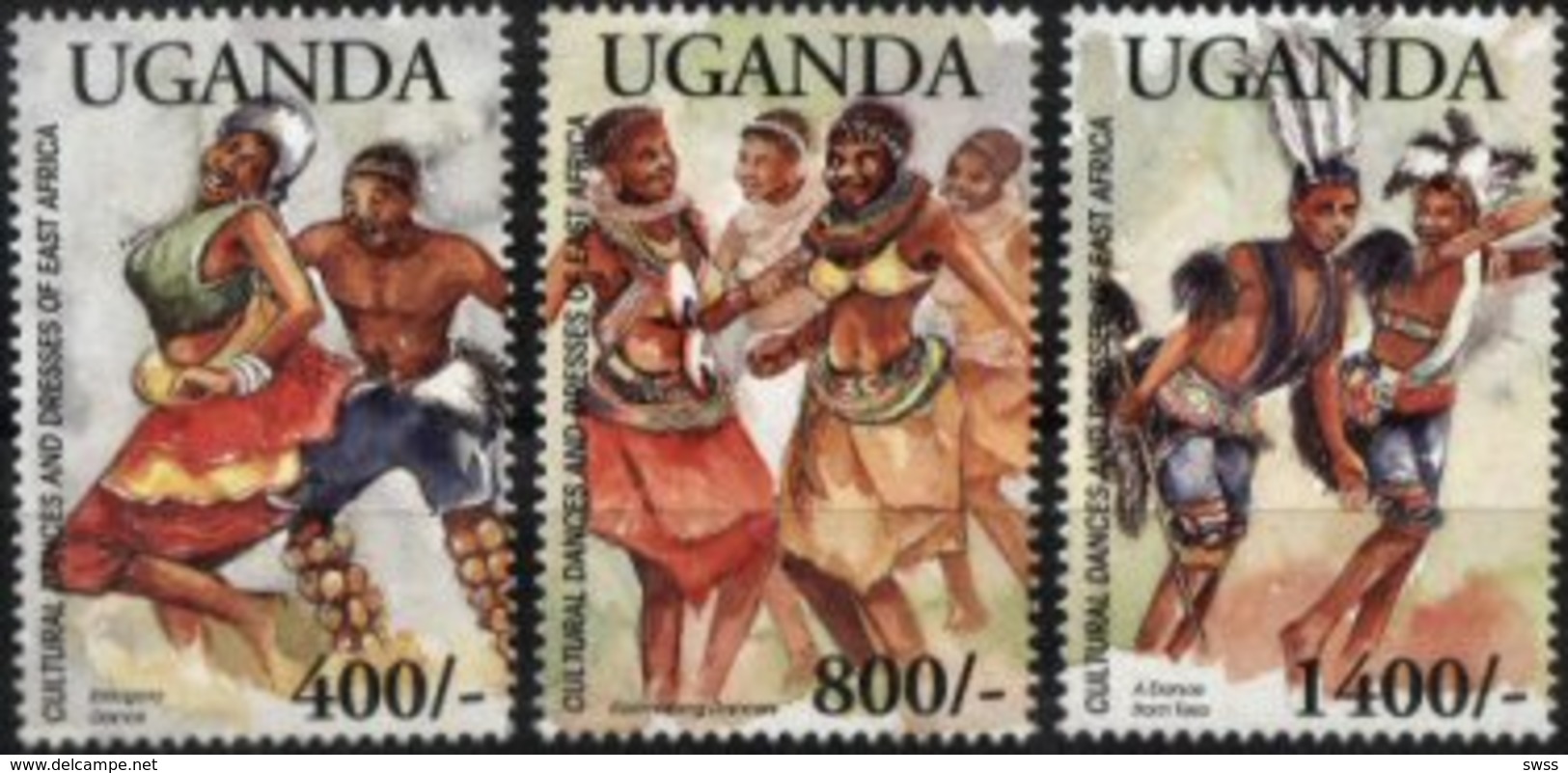 UGANDA, 2003, CULTURAL DANCES, YV#2158-60, MNH - Uganda (1962-...)