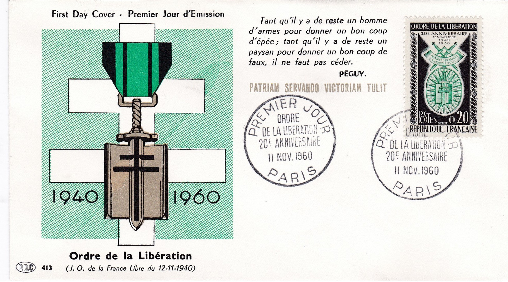 N°1272  De 1960  -   20ème Anniversaire De L'ordre De La Libération - 1950-1959