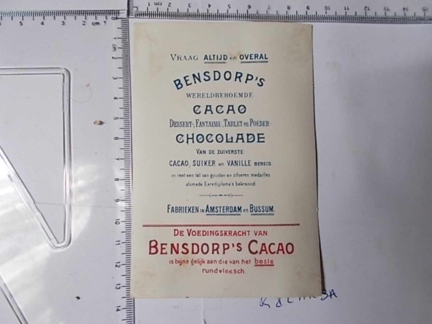 Chromo Cacao Bensdorp's -chasse A Cours Photo Recto/verso - Autres & Non Classés