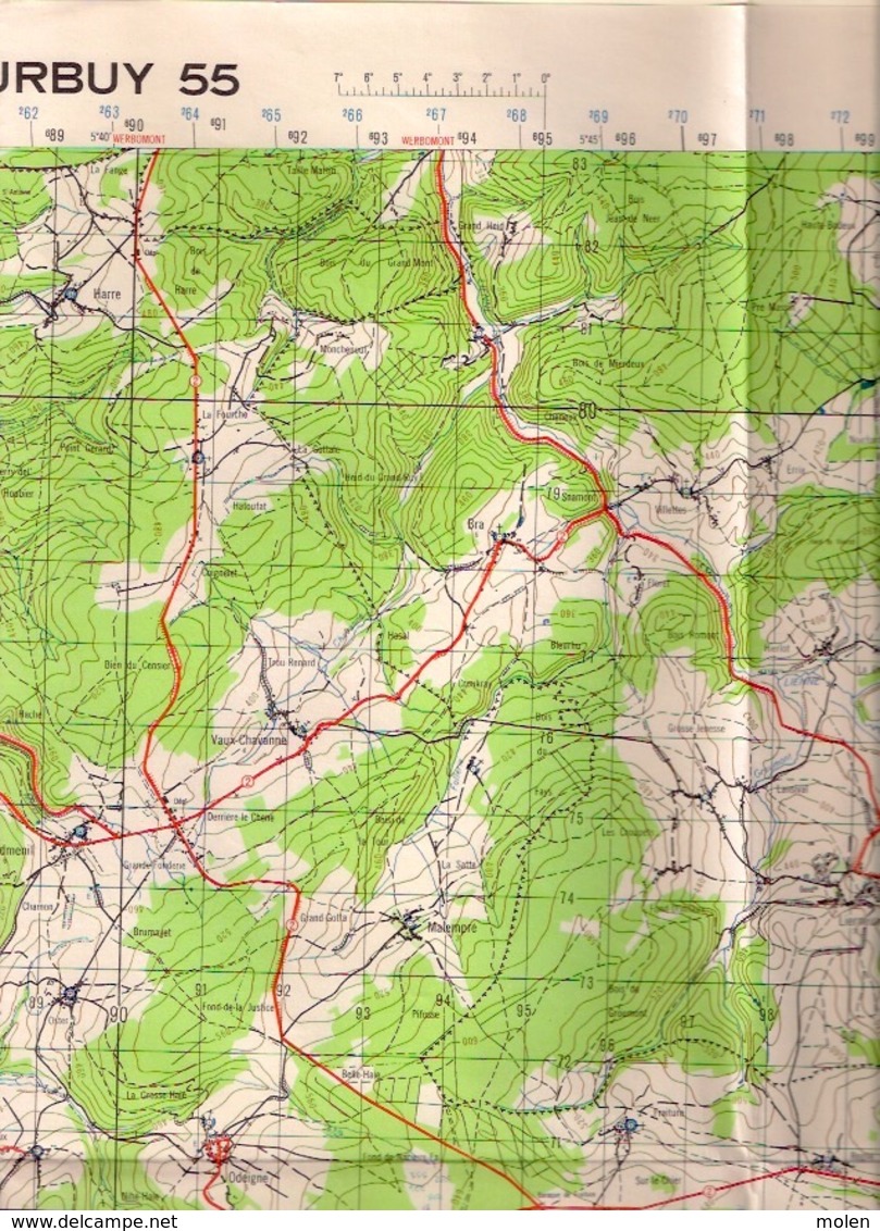 CARTE ETAT-MAJOR DURBUY Mesure1924 LIERNEUX HOTTON RENDEUX EREZEE MANHAY MARCOURT DOCHAMPS SAMREE BIHAIN MONTLEBAN S462 - Cartes Topographiques