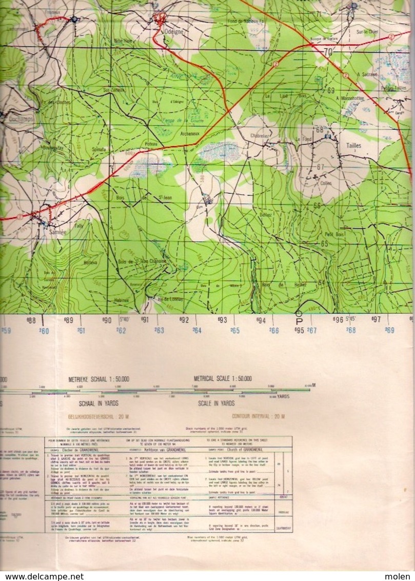 CARTE ETAT-MAJOR DURBUY Mesure1924 LIERNEUX HOTTON RENDEUX EREZEE MANHAY MARCOURT DOCHAMPS SAMREE BIHAIN MONTLEBAN S462