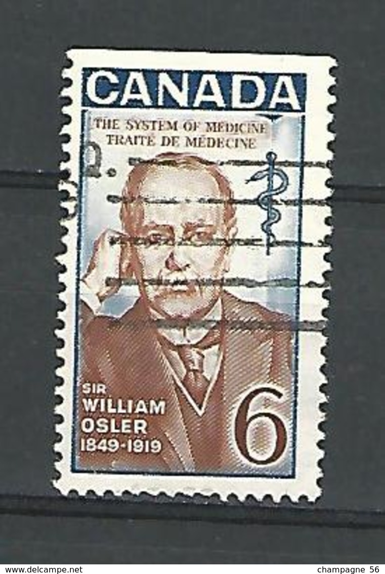 VARIÉTÉS AMÉRIQUE CANADA 1969 N° 415 A TROIS COTÉE DENTELÉE  DOCTEUR SIR WILLIAM OSLER FLUORESCENT  OBLITÉRÉ - Variétés Et Curiosités