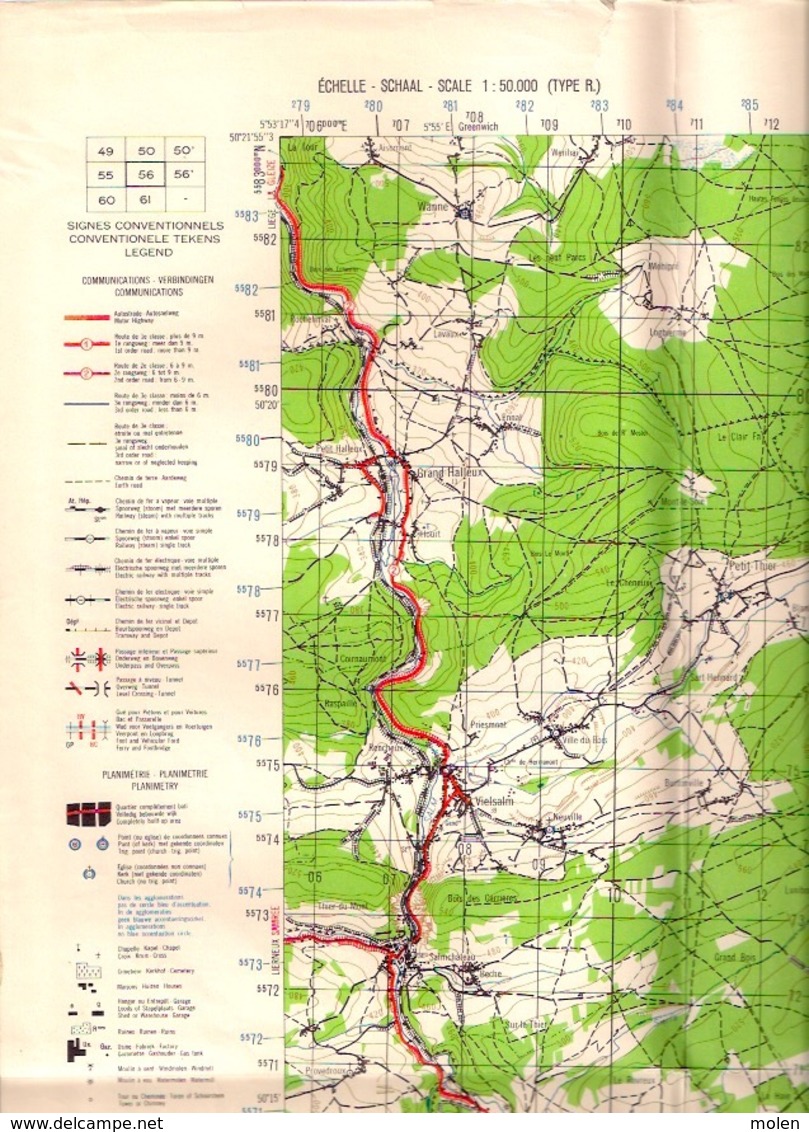 CARTE ETAT-MAJOR VIELSALM Mesure 1924-40 BOVIGNY BEHO CROMBACH WINTERSCHEID WINTERSPELT SANKT-VITH POTEAU HUNNINGEN S463 - Vielsalm