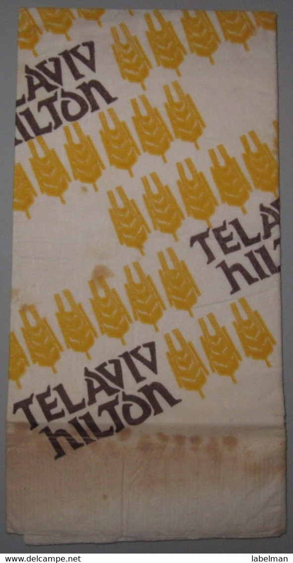 ISRAEL HOTEL GUEST REST HOUSE HILTON TEL AVIV VINTAGE PAPER PLACEMAT NAPKIN SERVIETTE COASTER ADVERTISING - Hotel Labels