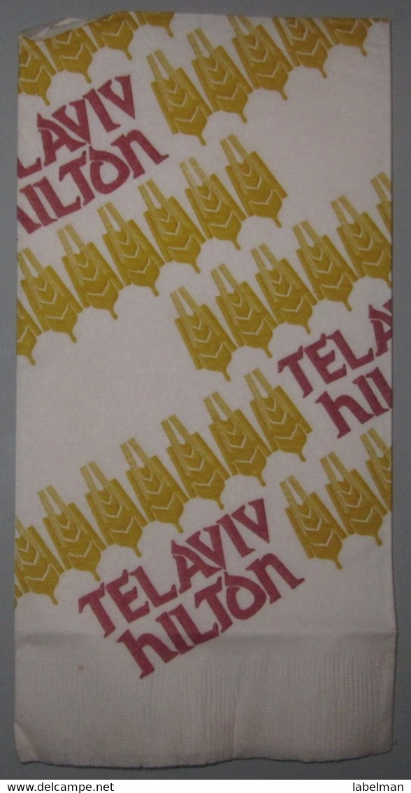 ISRAEL HOTEL GUEST REST HOUSE HILTON TEL AVIV VINTAGE PAPER PLACEMAT NAPKIN SERVIETTE COASTER ADVERTISING - Hotel Labels