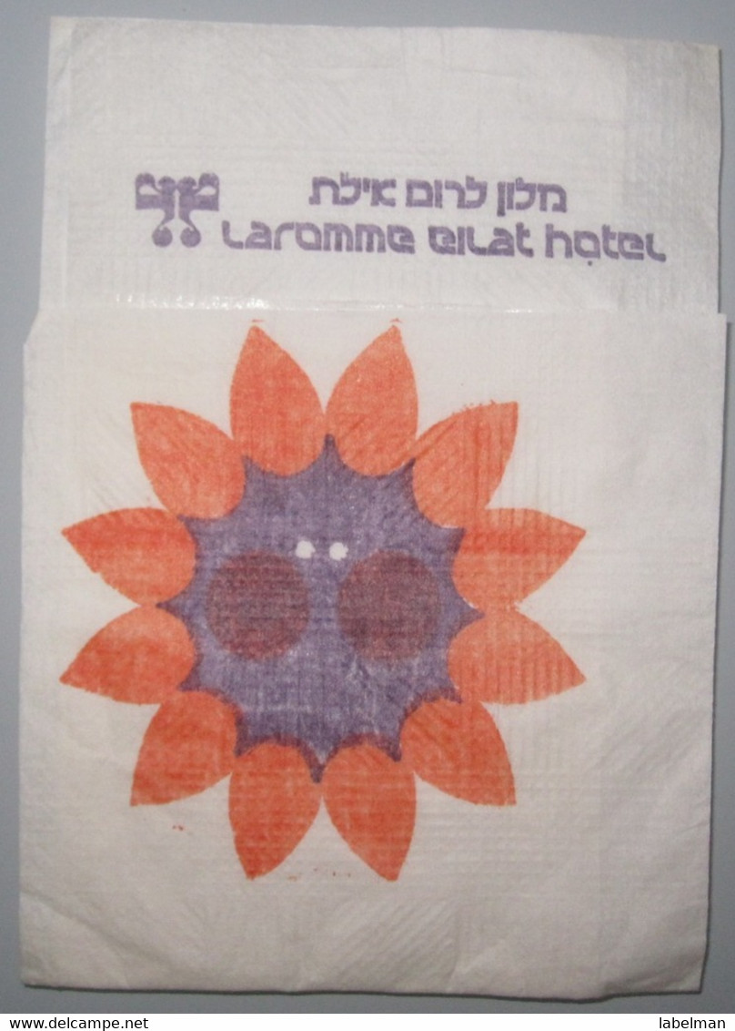 ISRAEL HOTEL GUEST REST HOUSE LAROMME EILAT ELAT TEL AVIV VINTAGE PAPER PLACEMAT NAPKIN SERVIETTE COASTER ADVERTISING - Hotel Labels