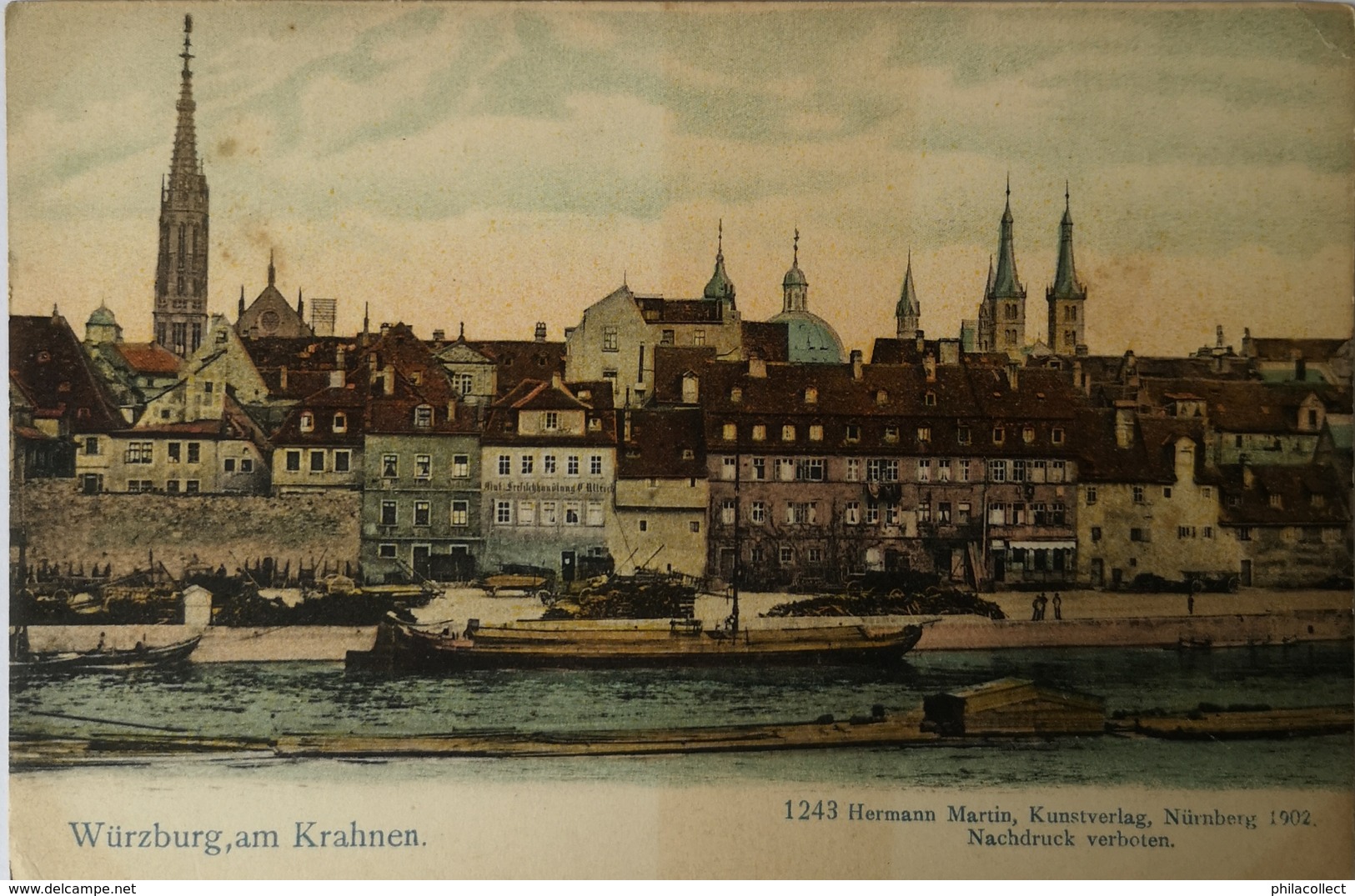 Wurzburg // Am Krahnen (litho)(Schiff) Ca 1899 - Wuerzburg