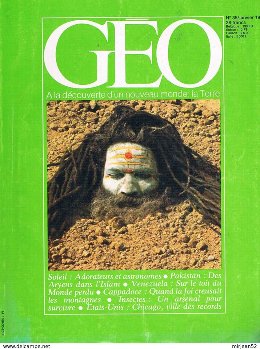Geo   N°35   Jan 1982  Soleil Kalash Arthropodes Monde Perdu Chicago Cappadoce - Géographie