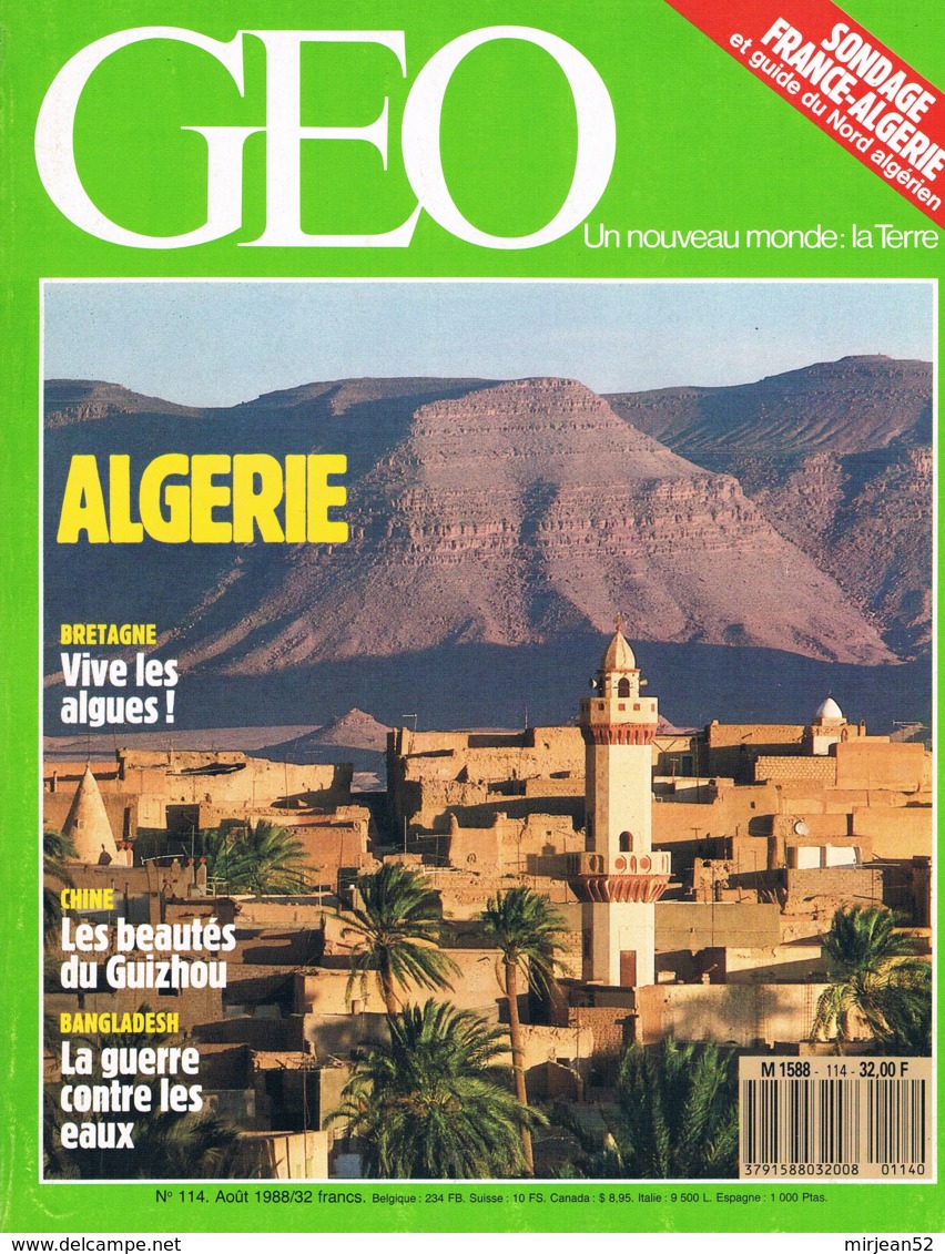 Geo  N°114  Aout 1988  Algérie Transylvanie Loups D'Artique Algues Industrielles Guizhou Bangladesh - Géographie