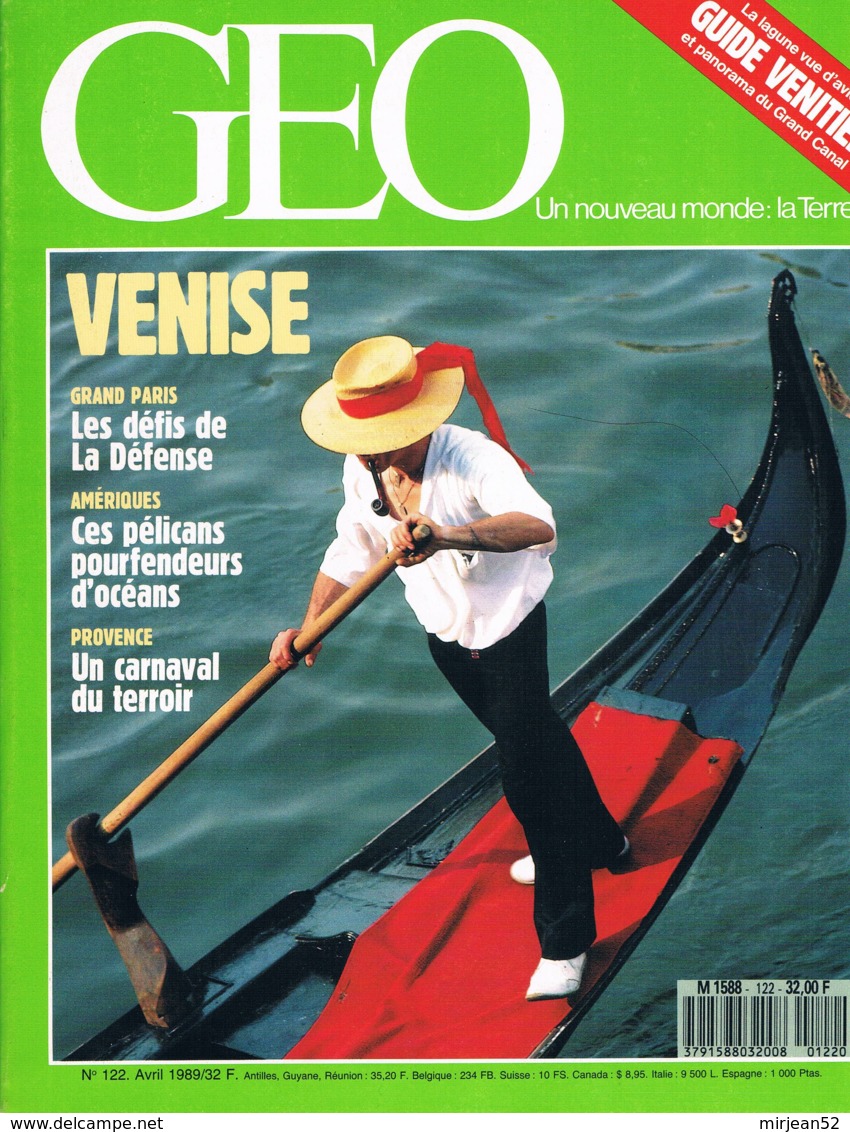 Geo  N°122  Avril 1989  Venise Pakistan 1989 Pélicans Bruns Carnaval De Murs Anatomie Paris La Défense - Géographie