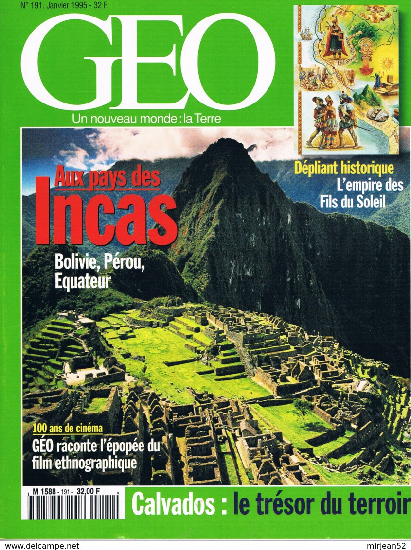 Geo  N°191  Jan 1995  Pays Inca Crinoîdes Irak Calvados Tanger Cinéma Ethnographique - Géographie