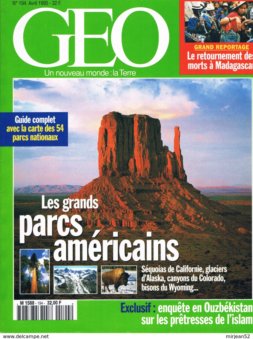 Geo  N°194  Avril 1995  Pars Americains Coton Madagascar Confucius Prêtresses De L'Islam Libellules Volcans Italiens - Géographie