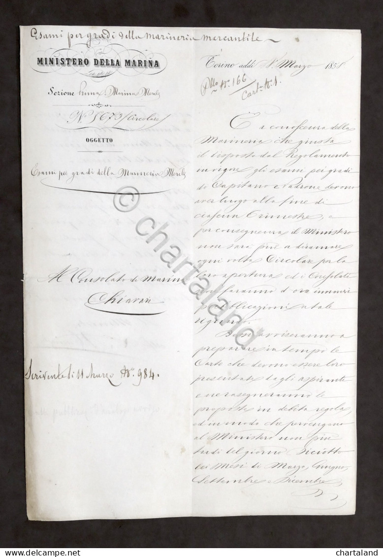 Marina - Chiavari - Autografo Del Ministro Alfonso La Marmora - 1858 - Altri & Non Classificati