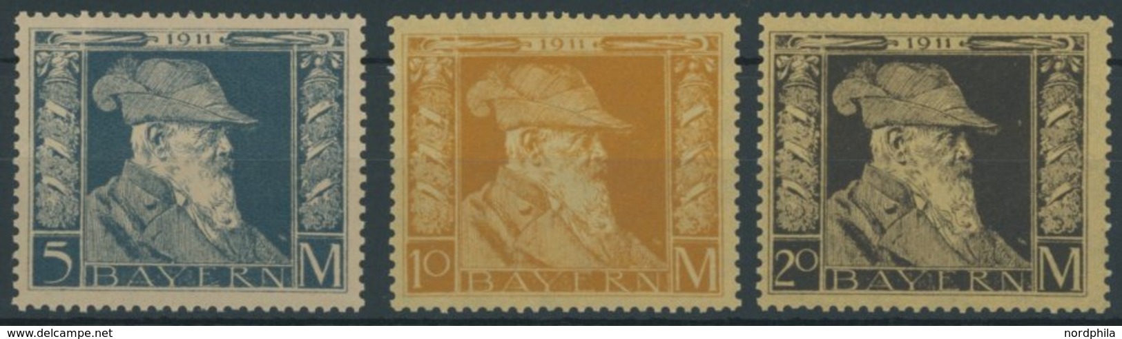BAYERN 89-91I *, 1911, 5 - 20 M. Luitpold, Type I, Falzrest, 3 Prachtwerte, Mi. 119.- - Sonstige & Ohne Zuordnung
