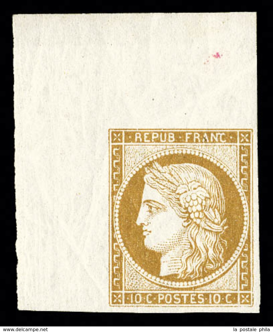 ** N°1f, 10c Bistre Clair, Impression De 1862, Coin De Feuille, Fraîcheur Postale. SUP (certificat)  Qualité: ** - 1849-1850 Cérès