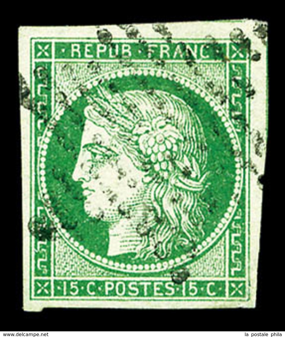 O N°2, 15c Vert, Oblitération étoile De Paris, TTB (certificat)  Qualité: O  Cote: 1000 Euros - 1849-1850 Ceres