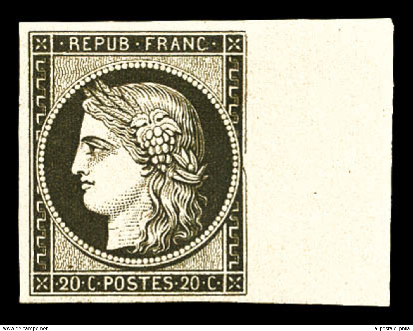 ** N°3f, 20c Noir Sur Jaune Impression De 1862, Bord De Feuille, Fraîcheur Postale, SUP (certificat)  Qualité: ** - 1849-1850 Ceres