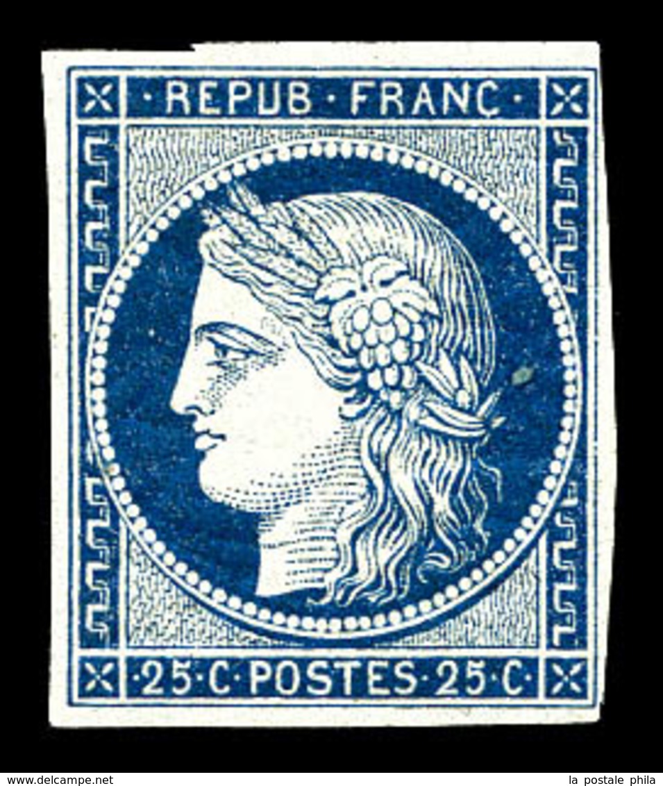 ** N°4a, 25c Bleu Foncé, Exceptionnelle Fraîcheur, R.R.R, SUPERBE (signé Brun/certificat)  Qualité: ** - 1849-1850 Cérès