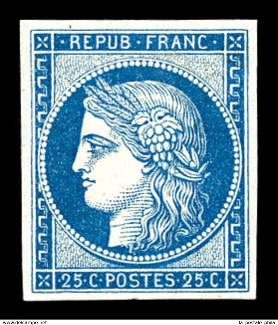 ** N°4d, 25c Bleu, Impression De 1862, Fraîcheur Postale. SUP (certificat)  Qualité: ** - 1849-1850 Cérès