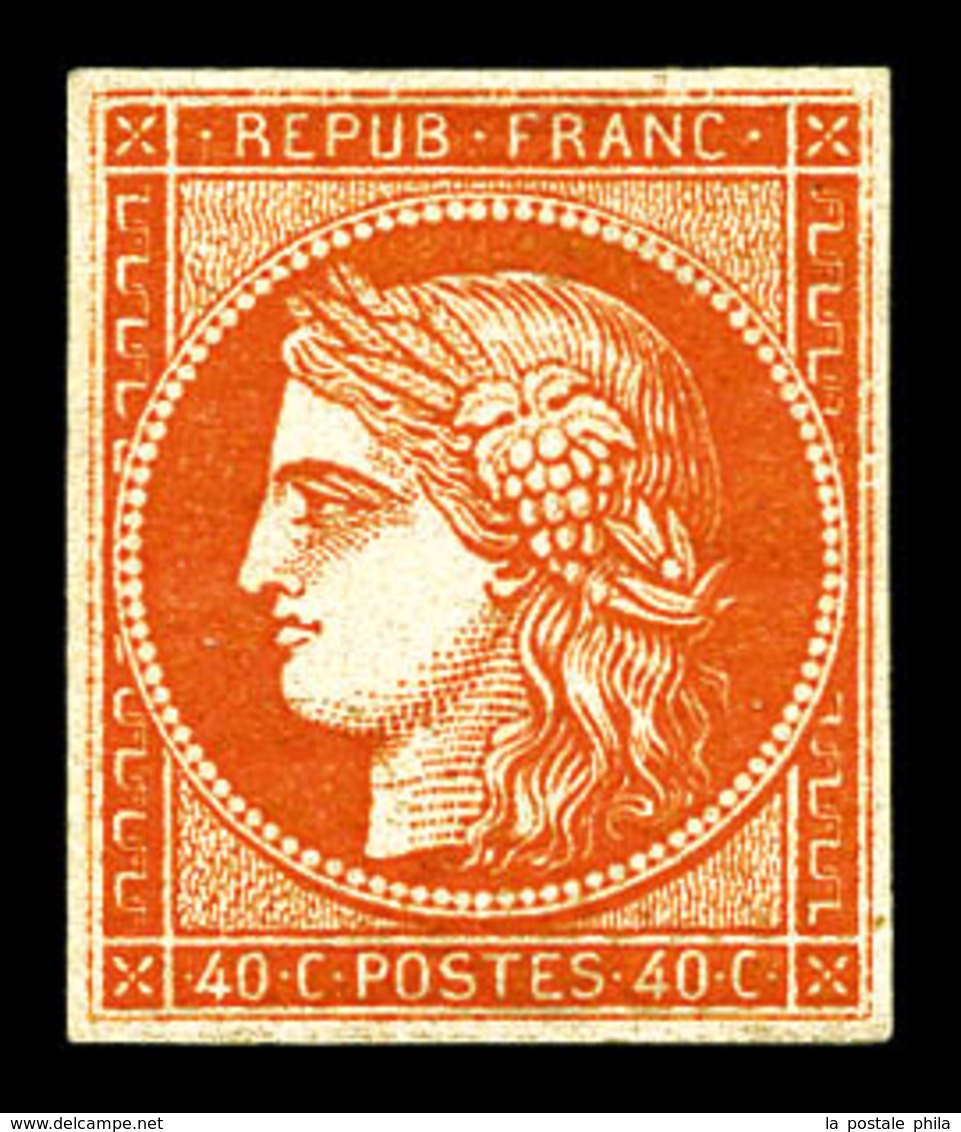 * N°5A, 40c Orange Foncé, Quatre Belles Marges, Très Frais. TTB (signé Calves/certificat)  Qualité: *  Cote: 3800 Euros - 1849-1850 Cérès