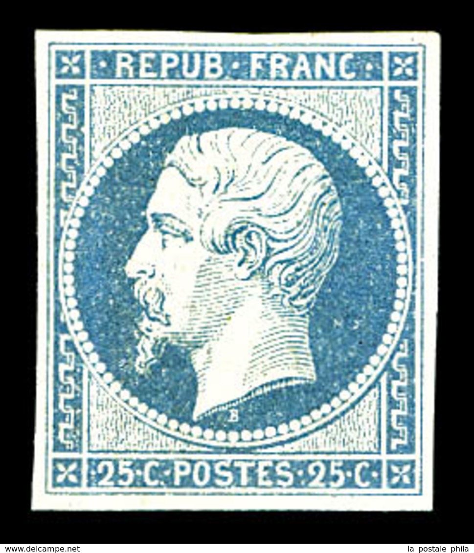 * N°10, 25c Bleu, Pli Vertical Sinon TB (certificat)  Qualité: *  Cote: 5650 Euros - 1852 Louis-Napoleon